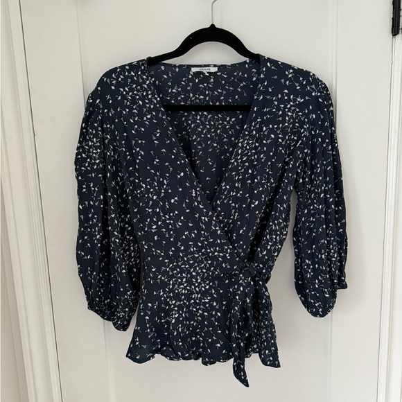 Ganni Bara Crepe Wrap Blouse - Picture 2 of 4